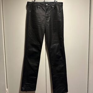 H&M Slim Straight High Waist Black Coated Jeans